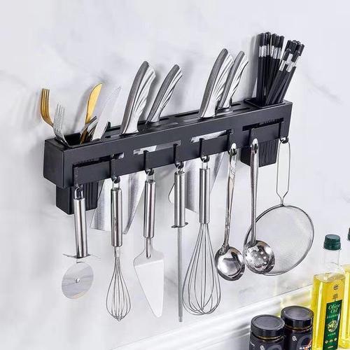 厨房置物架不锈钢刀架壁挂免打孔家用筷子筒厨具挂架多功能收纳架